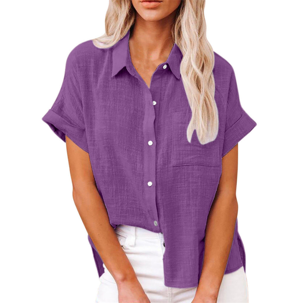 Blouse Katoen Linnen Luchtige Dames Loose Pasvorm Zomer