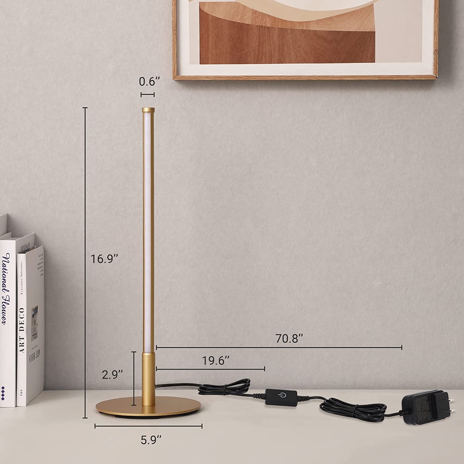 LustrousGold - Strakke Gouden LED-Tafellamp