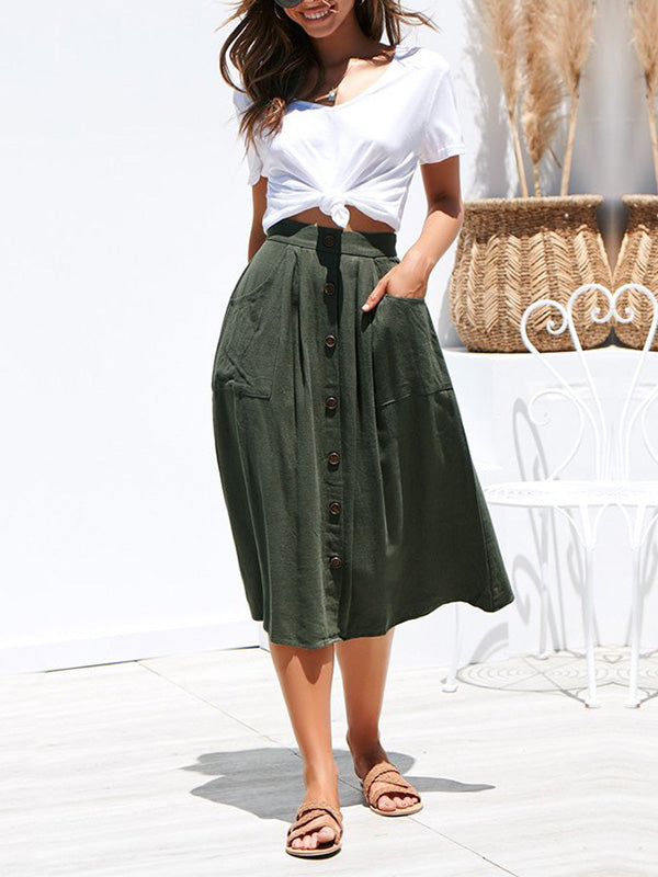 Dames Casual Hoge Taille Knoprok