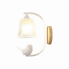 BirdLuxe - Elegante Wandlamp met Vogelontwerp – Hout en Glas voor Slaapkamer