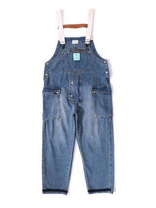Versleten Denim Draagriemen Multi-Pocket Overalls