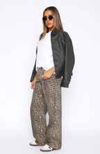 Lola Lage Taille Wijde Pijpen Luipaard Jeans voor Dames