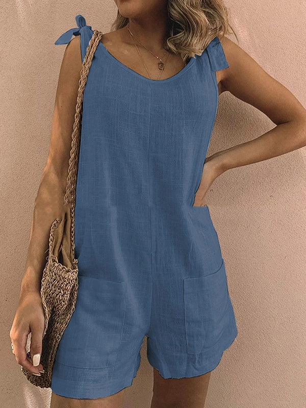 Dames Katoenen Overalls Casual Mouwloze Romper