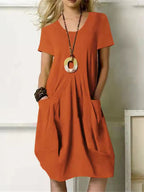 Casual Losse Ronde Hals Zak Jurk
