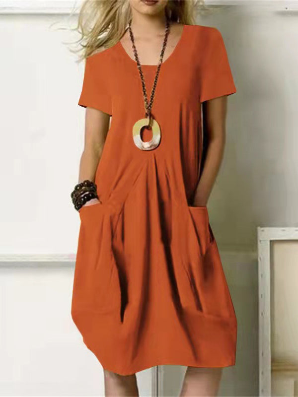 Casual Losse Ronde Hals Zak Jurk