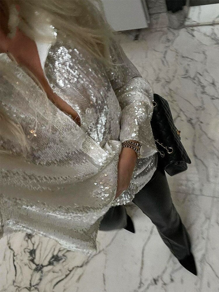 Carello - Oversized Glitter Blouse Voor Dames