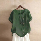 Verana – Elegante Katoenen Blouse met Korte Mouwen en Knoopdetails