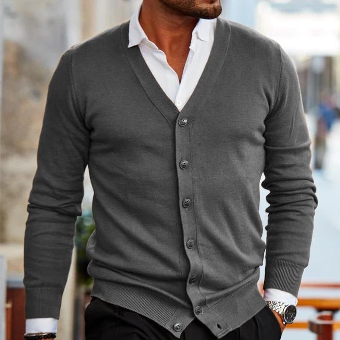 Vest Casual Cardigan voor Heren met V-Hals en Knopen