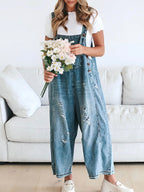 Losse Pas Versleten Denim Overalls