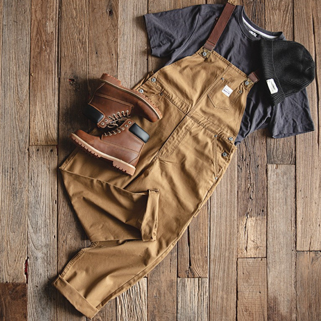 Heren Duck Bib Bruine Canvas Overalls