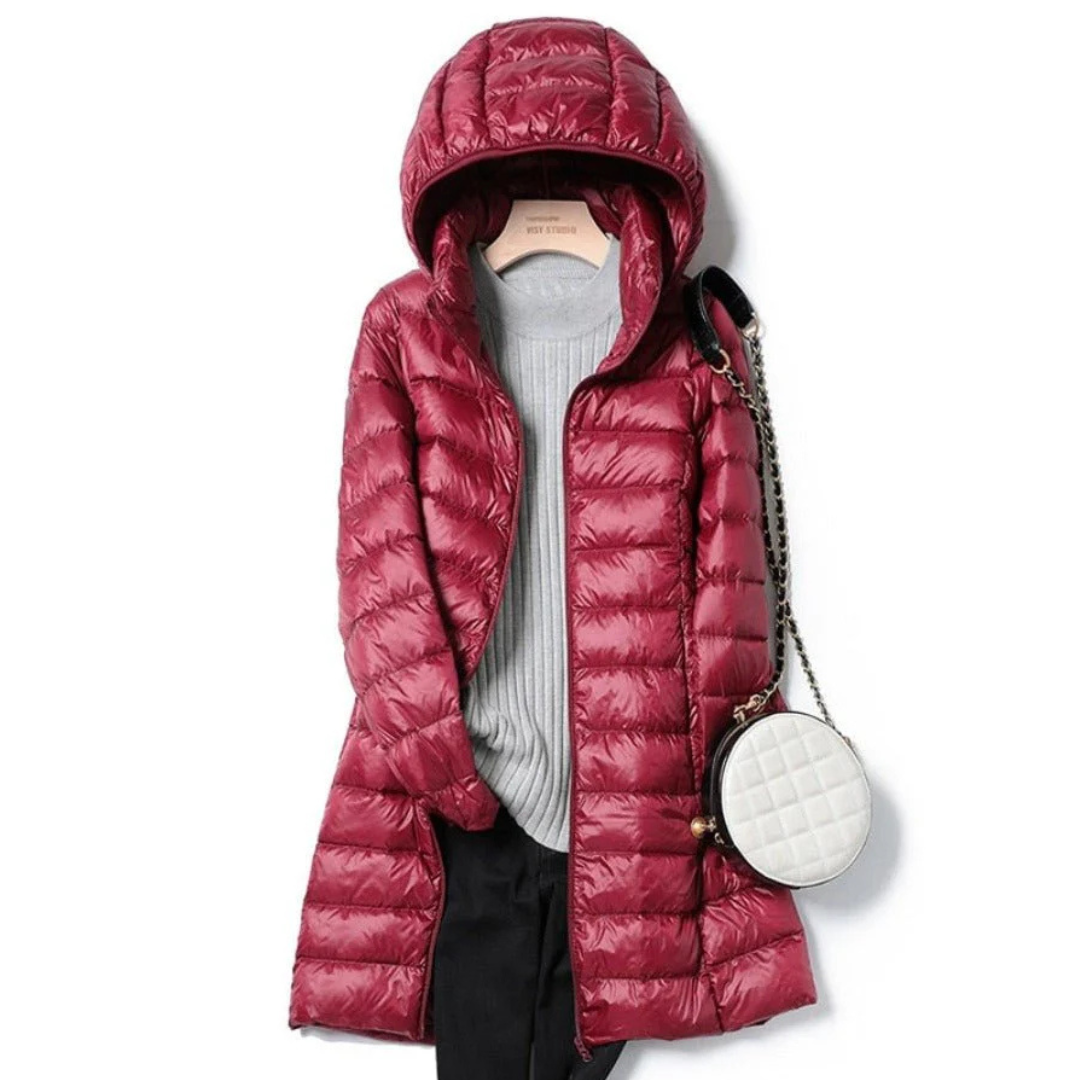 Dames Lange Winter Puffer Jas | Capuchon