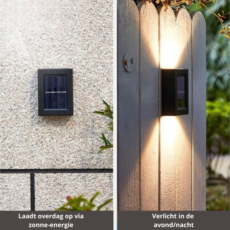SolarLuxe I LED Wandlamp op Zonne-energie – Automatische Werking
