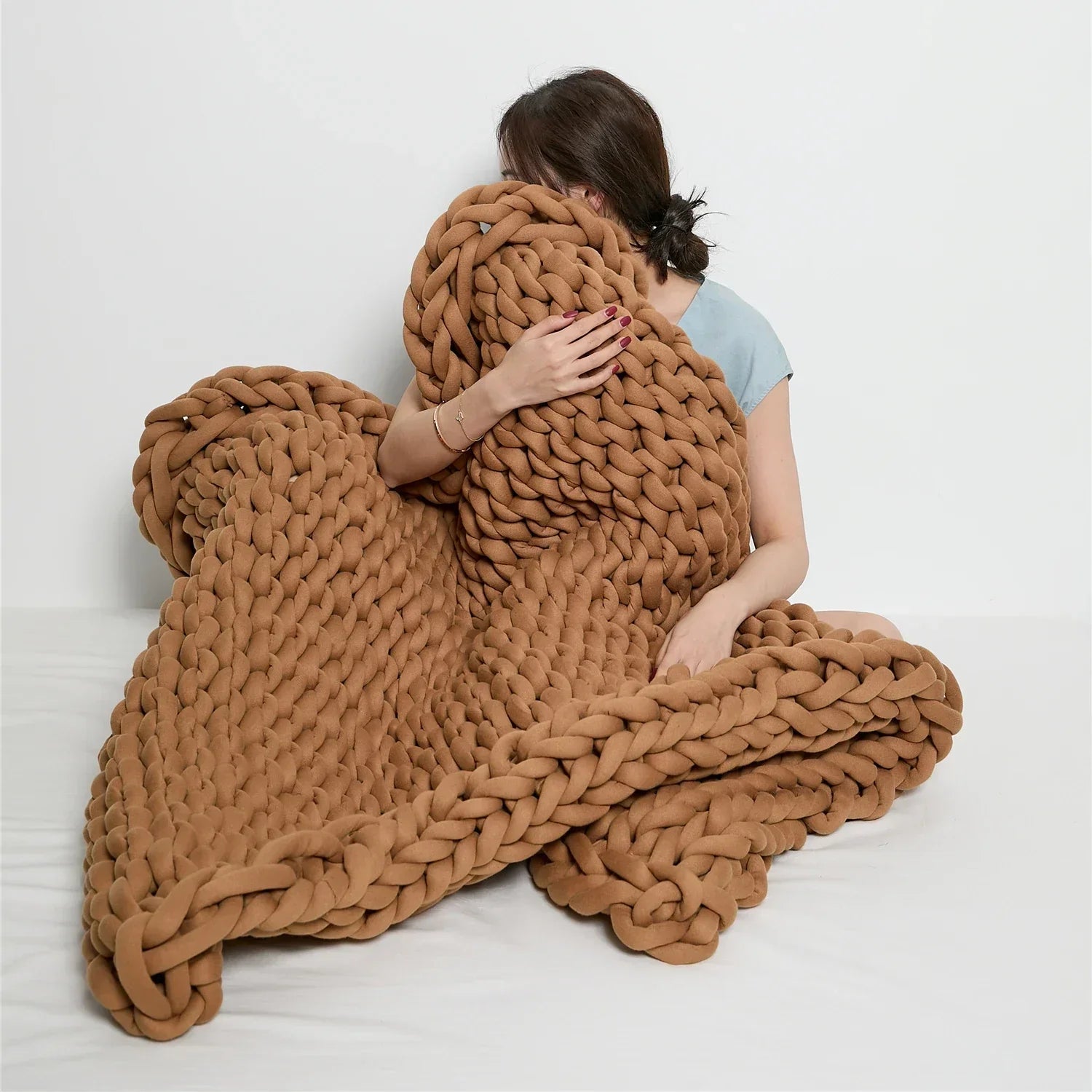 Chunky Knit Handmade Weighted Throw – Ultra-Cozy & Stylish Deken