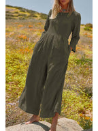 Dames U-Hals Achter Lange Mouw Jumpsuit