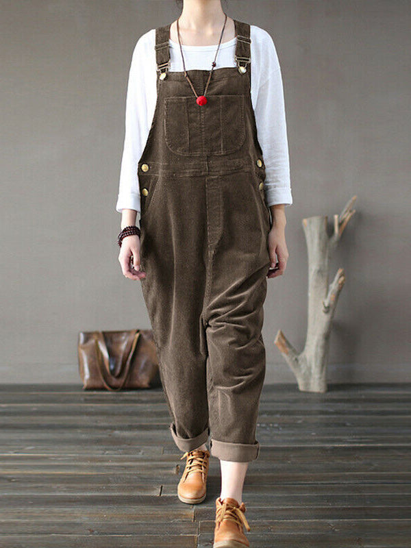 Dames Lichte Corduroy Cozy Overalls