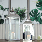 20,5"&15" Hoge RVS Decoratieve Kaarsenlantaarns (Set van 2)