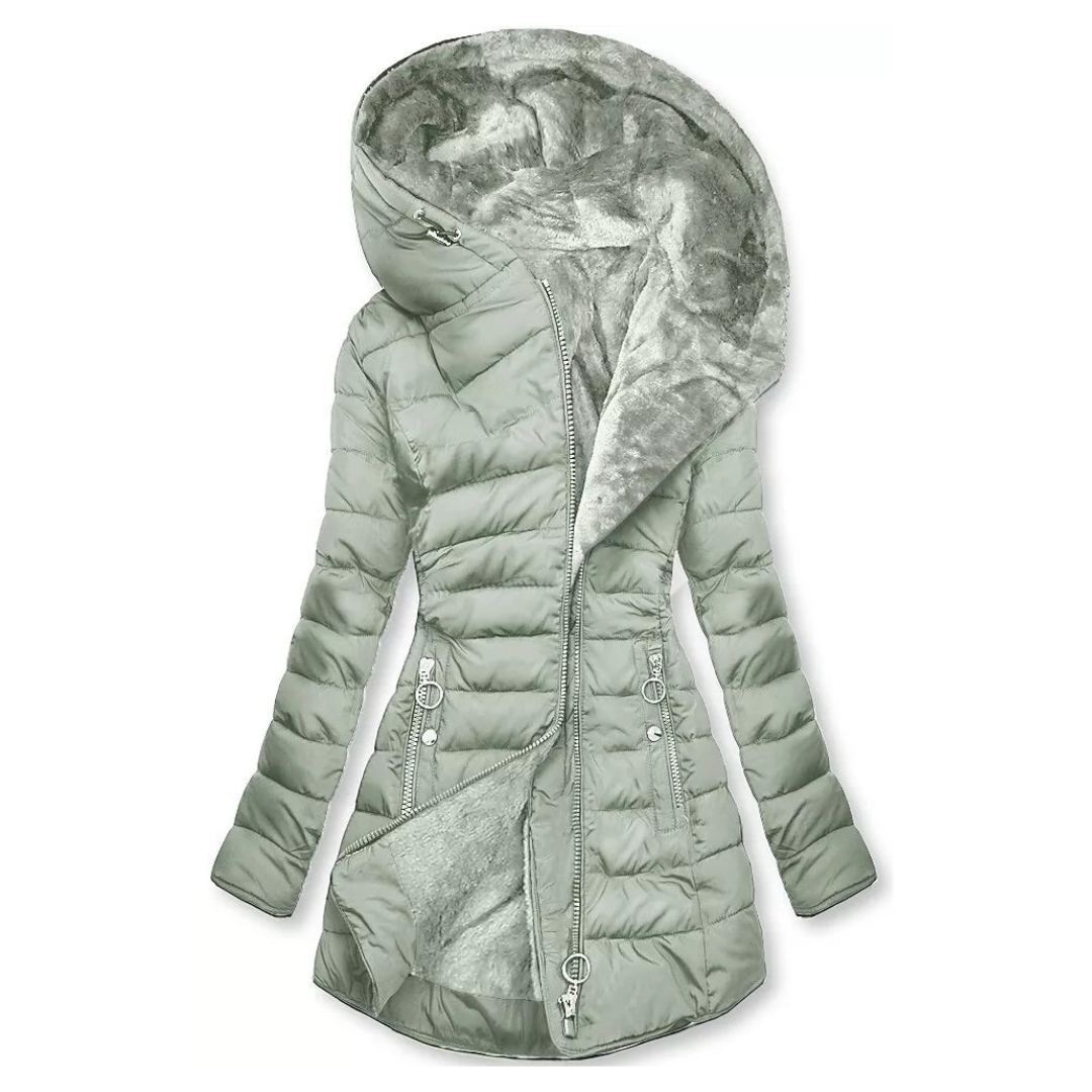 Waterdichte Winterjas Met Imitatiebont Kraag Lang Pasvorm