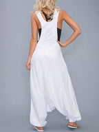 Dames U-hals Mouwloze Harem Wijde Pijpen Jumpsuit