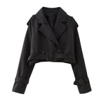 Dames Cropped Trench Coat Relaxed Fit Dubbelzijdig Mouwen