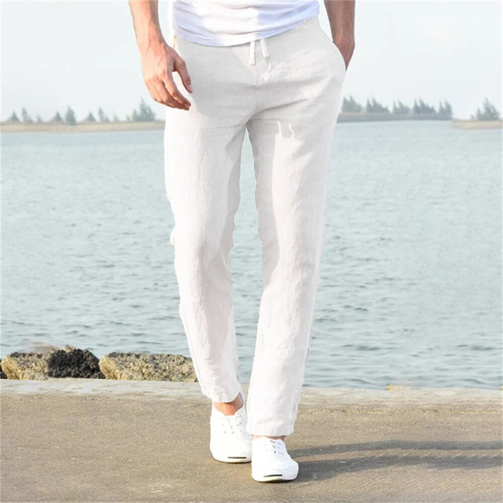 Lichte heren linnenbroek, casual en comfortabel