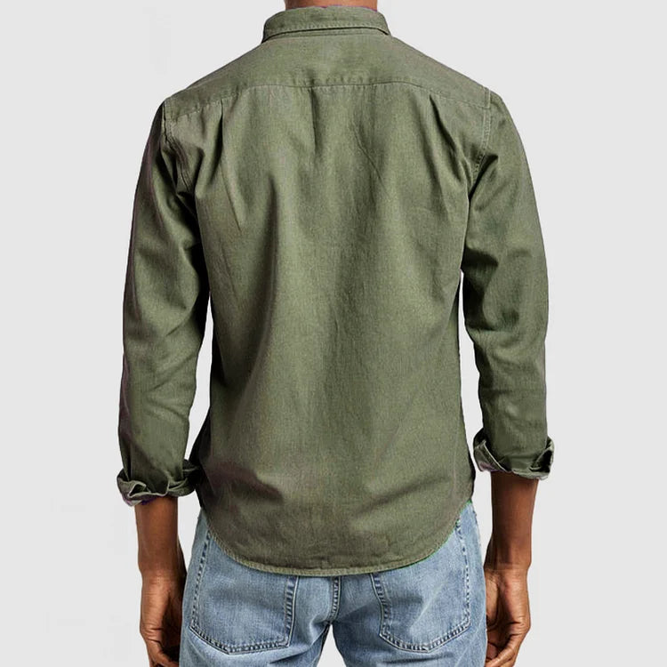 Heren Casual Katoenen Overhemd met Lange Mouwen