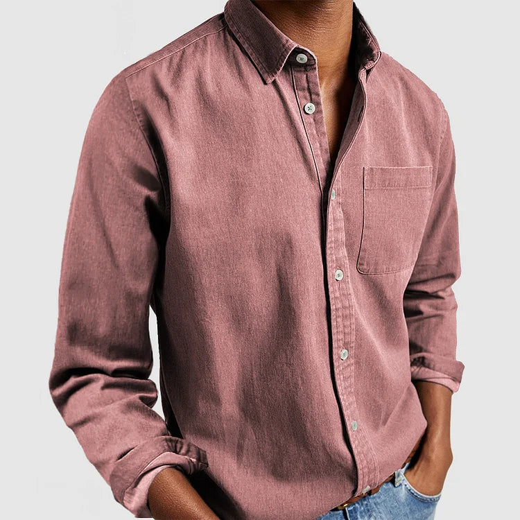 Heren Casual Katoenen Overhemd met Lange Mouwen
