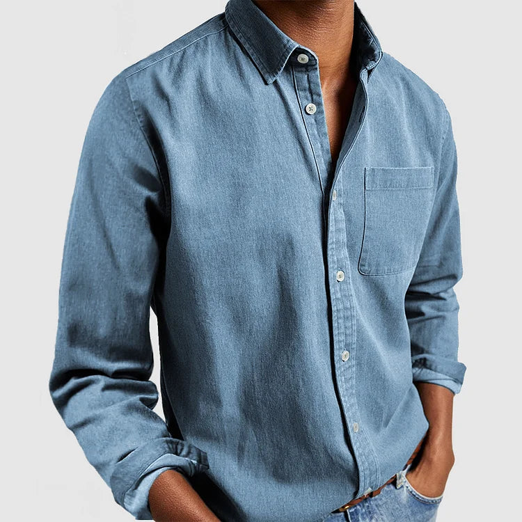 Heren Casual Katoenen Overhemd met Lange Mouwen