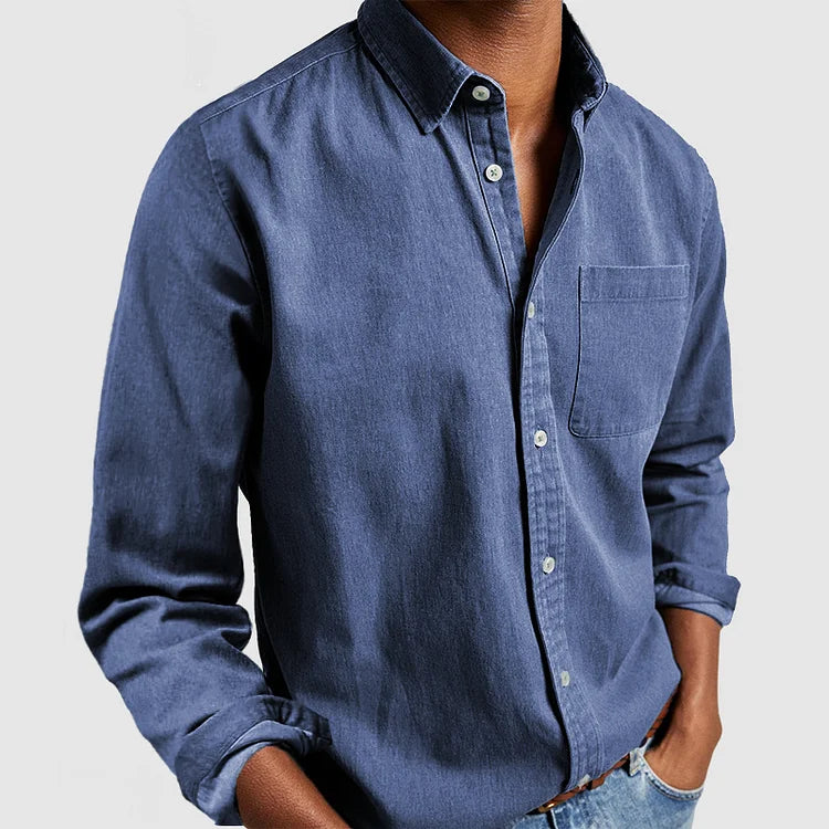 Heren Casual Katoenen Overhemd met Lange Mouwen