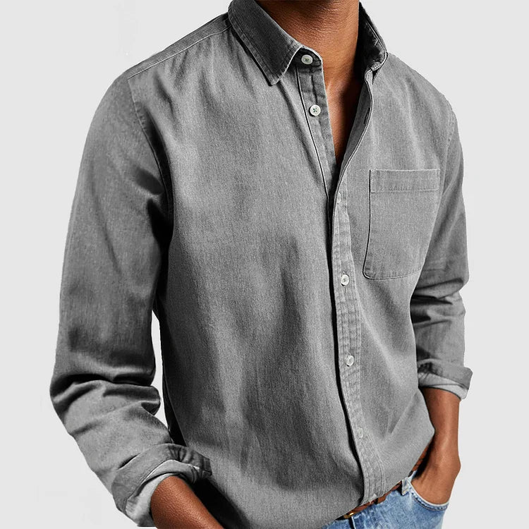 Heren Casual Katoenen Overhemd met Lange Mouwen