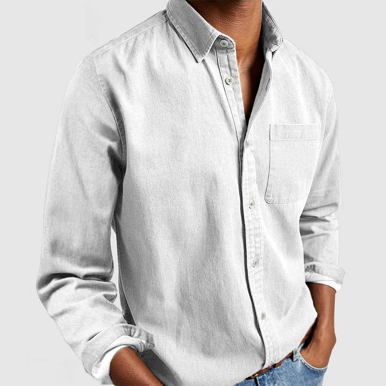 Heren Casual Katoenen Overhemd met Lange Mouwen