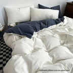 Wit-Blauw Dekbed – Effen Dekbedovertrek in Minimal Look
