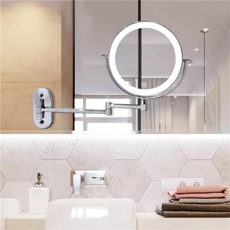 Chroomzilver Oplaadbare LED-vergrotende spiegel voor make-up en badkamer-3