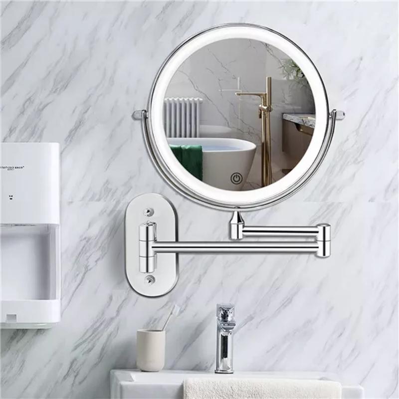 Chroomzilver Oplaadbare LED-vergrotende spiegel voor make-up en badkamer-2