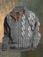 Sweatshirt Heren Patchwork Met Zachte Elleboogpatches