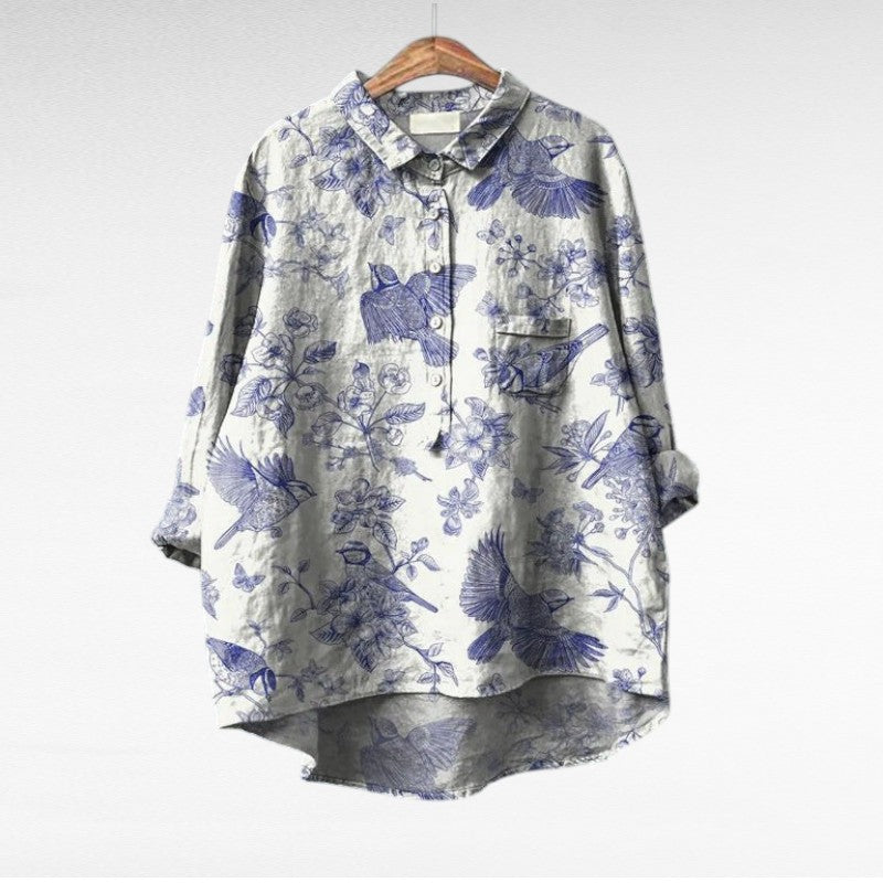 Bloemenblouse Romantische Pasvorm Met Bloemenprint Zacht