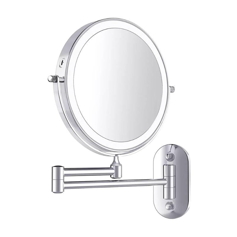 Chroomzilver Oplaadbare LED-vergrotende spiegel voor make-up en badkamer-1