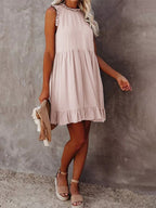 Mouwloze Ruffle Tiered Mini Jurk