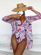 Diepe V-hals One-Piece Badpak voor Vrouwen met Hoge Beenuitsnijding en Flatterend Design voor Strand en Zwembad
