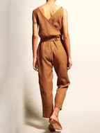 V-hals Casual Jumpsuit Met Ceintuur