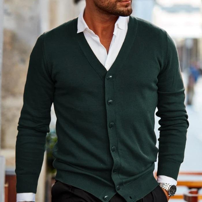 Vest Casual Cardigan voor Heren met V-Hals en Knopen
