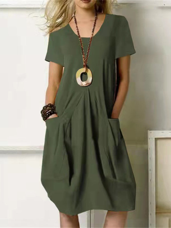 Casual Losse Ronde Hals Zak Jurk