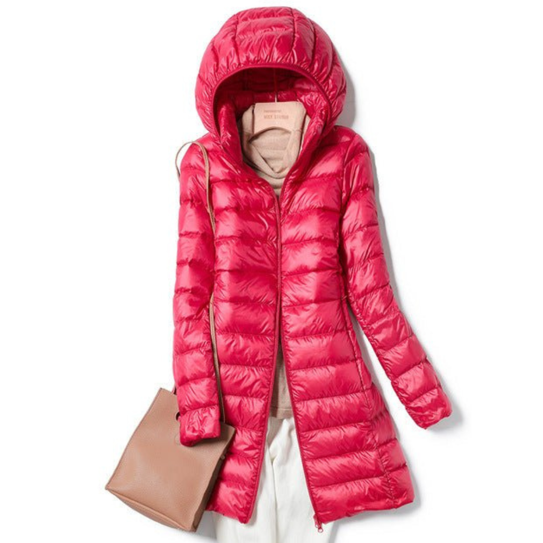 Dames Lange Winter Puffer Jas | Capuchon