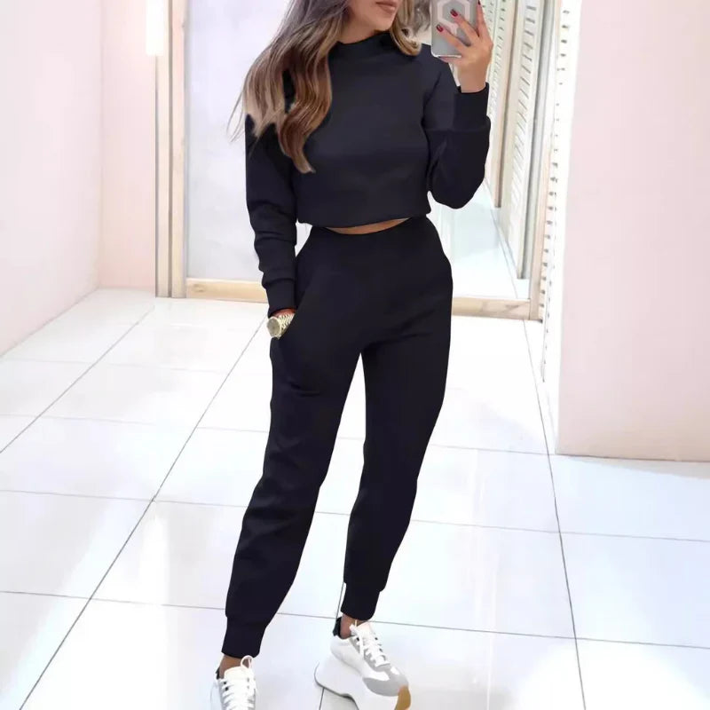 Eivissa - Comfortabel Dames Tweedelig Trainingspak met Cropped Sweater