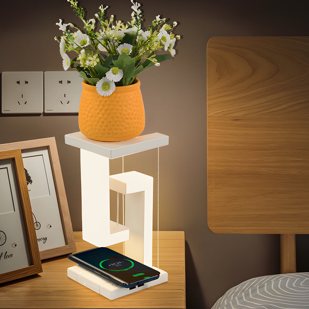 EclipseLite - Modern Zwevende Tafellamp met LED en Draadloos Opladen
