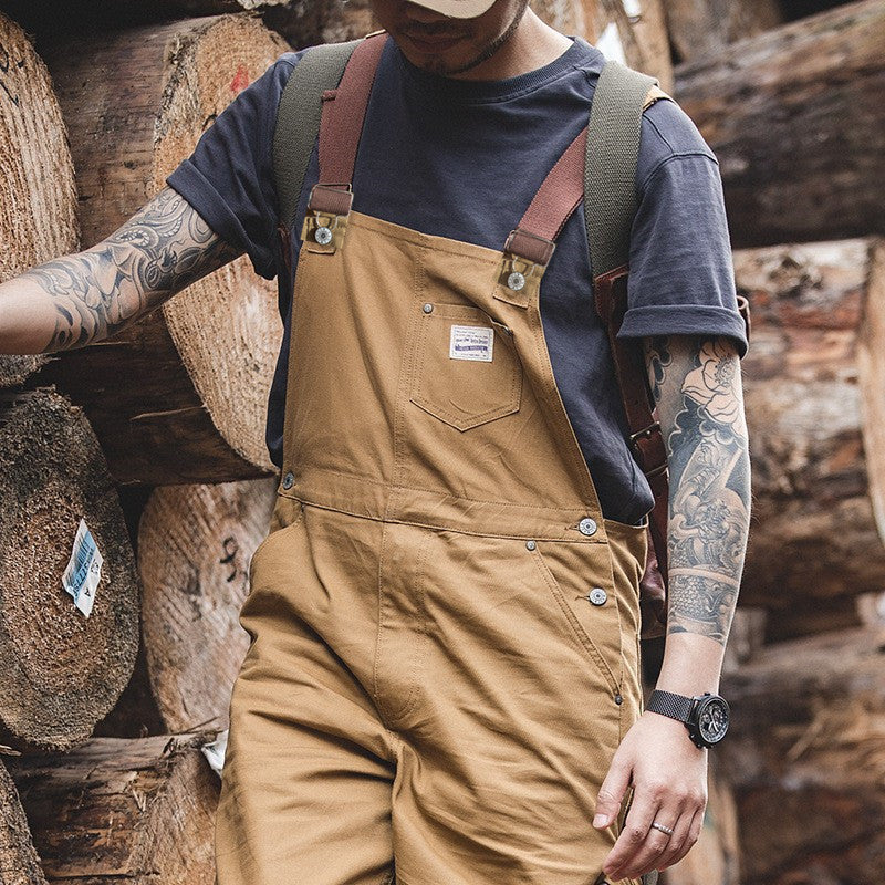 Heren Duck Bib Bruine Canvas Overalls