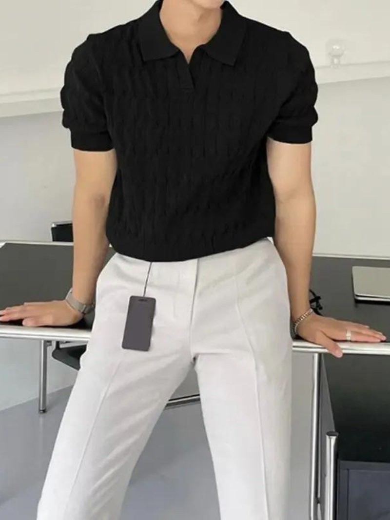 Heren Poloshirt Blauw Maat M Katoen Korte Mouwen-6