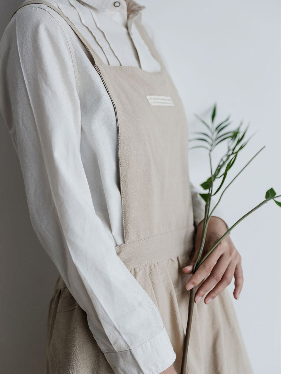 Vrouwen Geplooide Casual Katoenen Schort