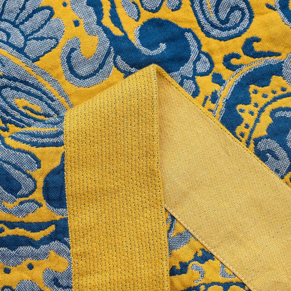 Azure Gouden Retro Katoenen Deken