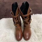 Leren Enkellaarsjes PU Leer Retrolook Bruine Cowboy Stijl