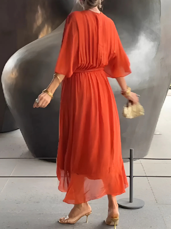 Seraphina | Tidless Wrap Midi Jurk in Elegant Ontwerp